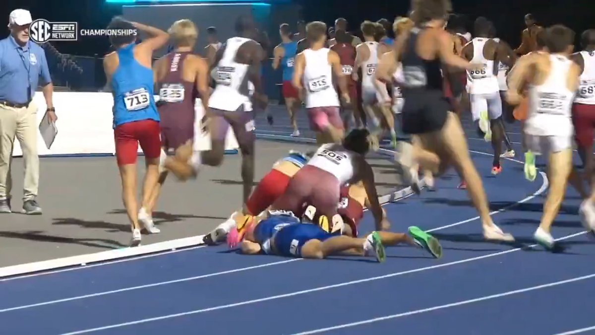 FIVE runners go down in SEC 5000m final 💥