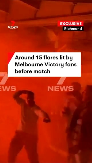 EXCLUSIVE: Chaotic scenes erupted on Swan Street, Richmond, last night after Melbourne Victory fans brought flares to a pre-game march. Police say they disregarded the safety of those around them and could have put the train line above, in jeopardy.Rory Campbell has the story on 7NEWS at 6pm. #7NEWS