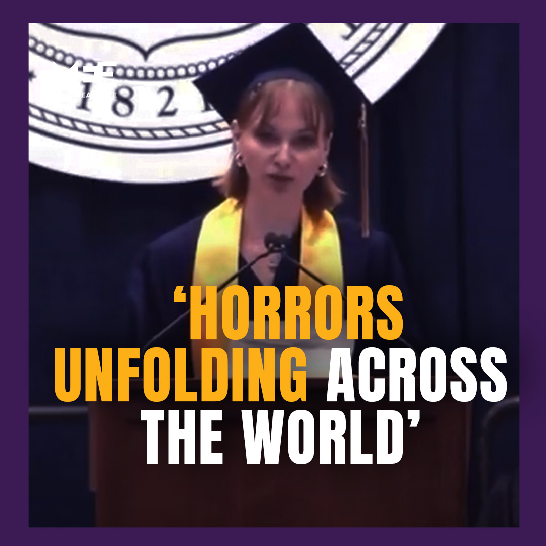 “I am ashamed my tuition is funding genocide…” George Washington University student Cecilia Culver condemns the administration’s failure to respond to demands from students and faculty to disclose and divest from endowments and investments linked to Israel.