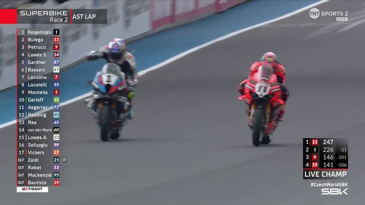 BULEGA AT THE DEATH! 🤯 🤯 🤯 Toprak could not believe it. #WorldSBK | #CzechWorldSBK | Live on TNT Sports and Discovery+
