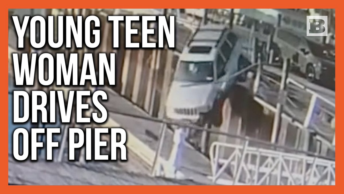 A teenage woman was seen driving a jeep through a barrier, causing the vehicle to fall and crash land on a dock, on May 10.