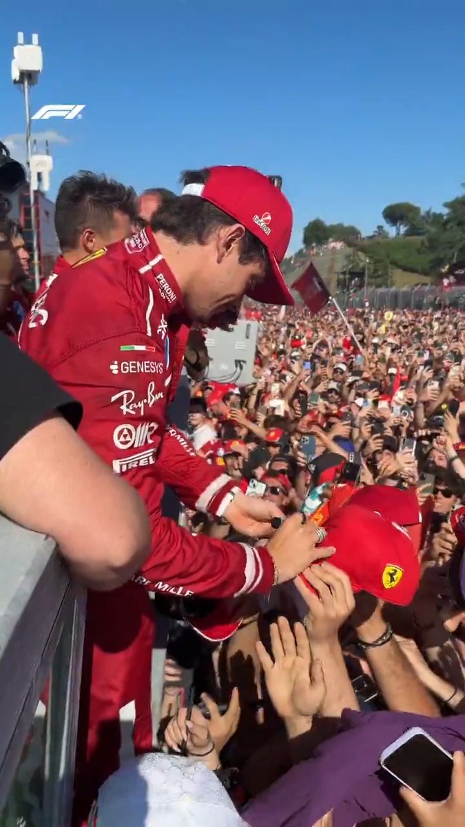 Charles stops by to thank the tifosi 🤩 Just listen to those cheers! ❤️ #F1 #ImolaGP Scuderia Ferrari HP