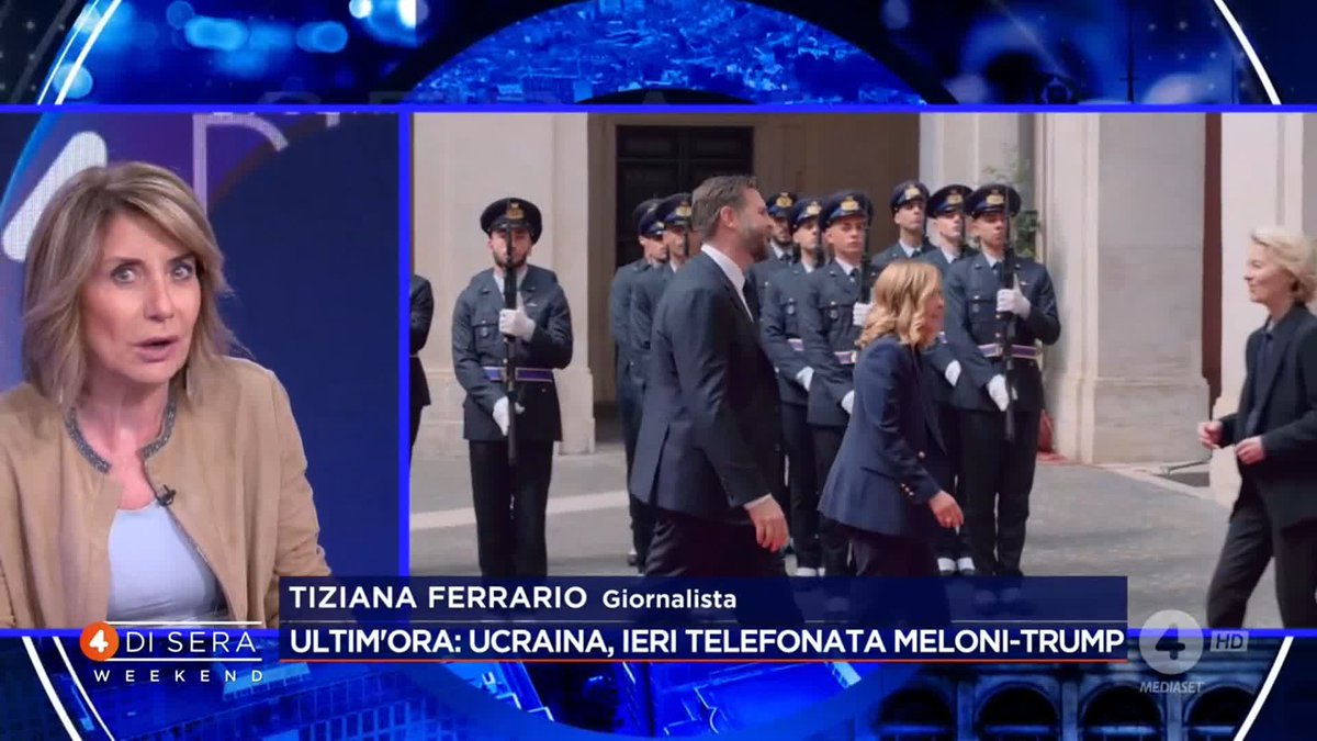 Bentornati a #4disera Weekend! Meloni, premier pontiera tra Europa e Usa Il commento di Tiziana Ferrario: "Trump ha parlato con Meloni ma ciò che ci interessa sapere è come andrà il colloquio di Trump con Putin"