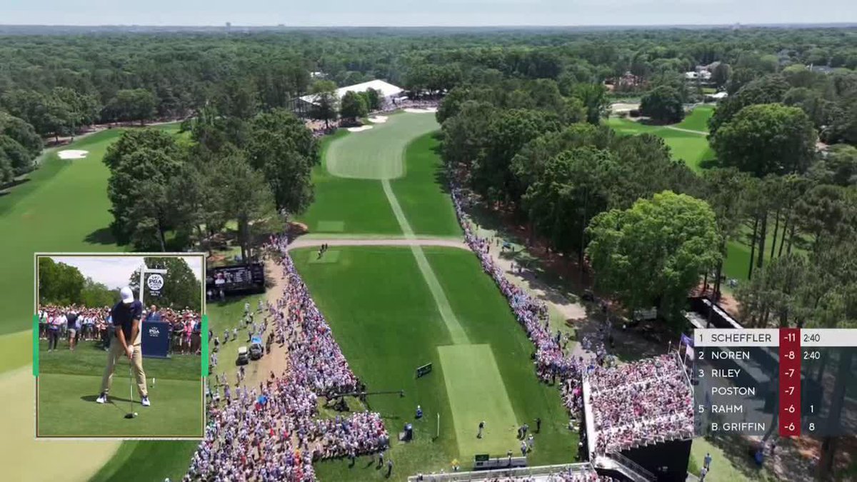 Scottie Scheffler's final round at the PGA Championship begins with a drive down the fairway. Watch now on CBS and Paramount+.