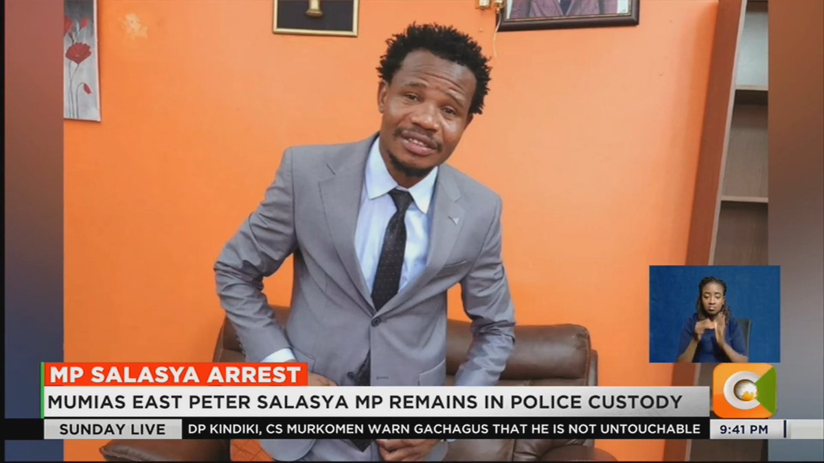 MP Salasya Arrest: Mumias East Peter Salasya MP remains in police custody Salasya was arrested during his tour of Isiolo County Police say Salasya will be arraigned on Monday #CitizenSundayLive Olive Burrows