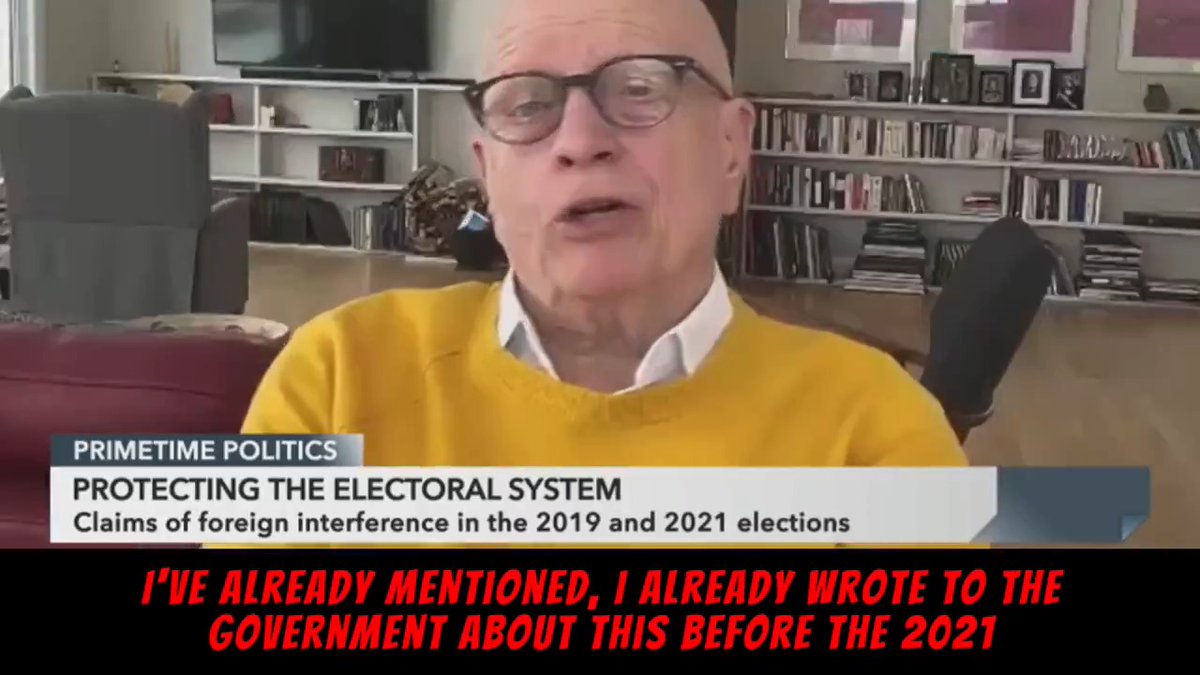 🚨 Elections Canada Independant?🚨 "I already wrote to the government before the 2021 elections ... and said there should be a person sitting on that committee who is independant, who's not responsible to the PM..." Jean-Pierre Kingsley Chief Electoral Officer (1990-2007)
