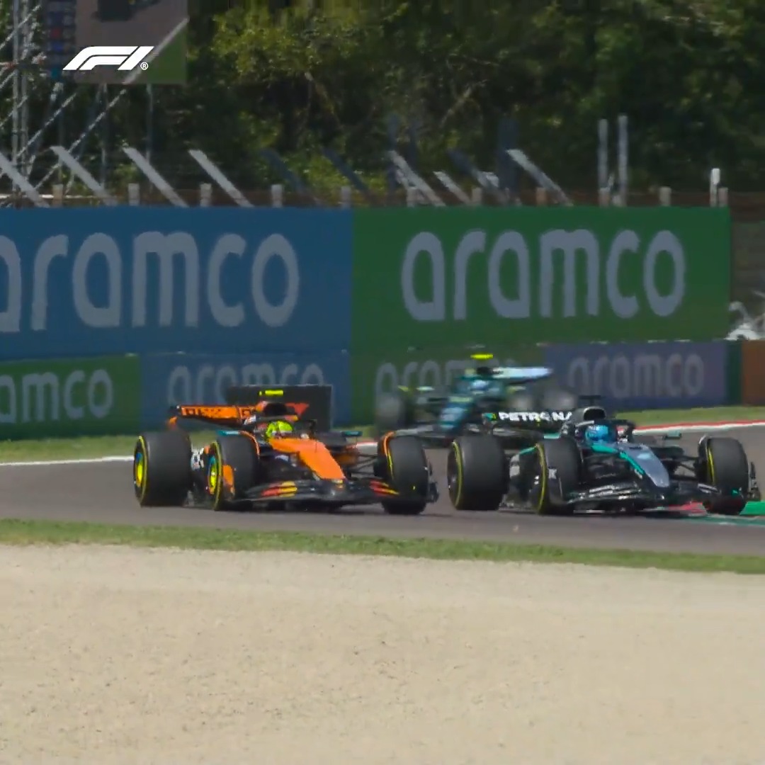 If at first you don't succeed... Norris dispatches Russell with a daring move 🙌 #F1 #ImolaGP