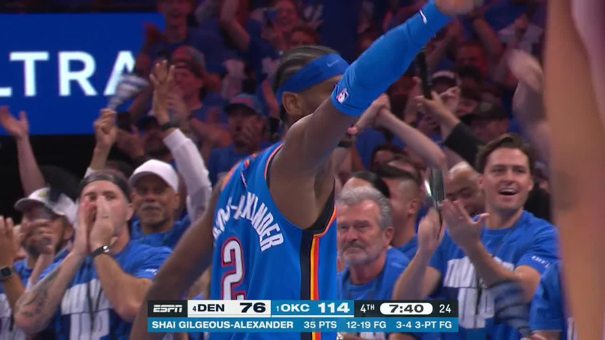 SGA waves to the roaring OKC crowd as he checks out of the biggest game of his career ⚡