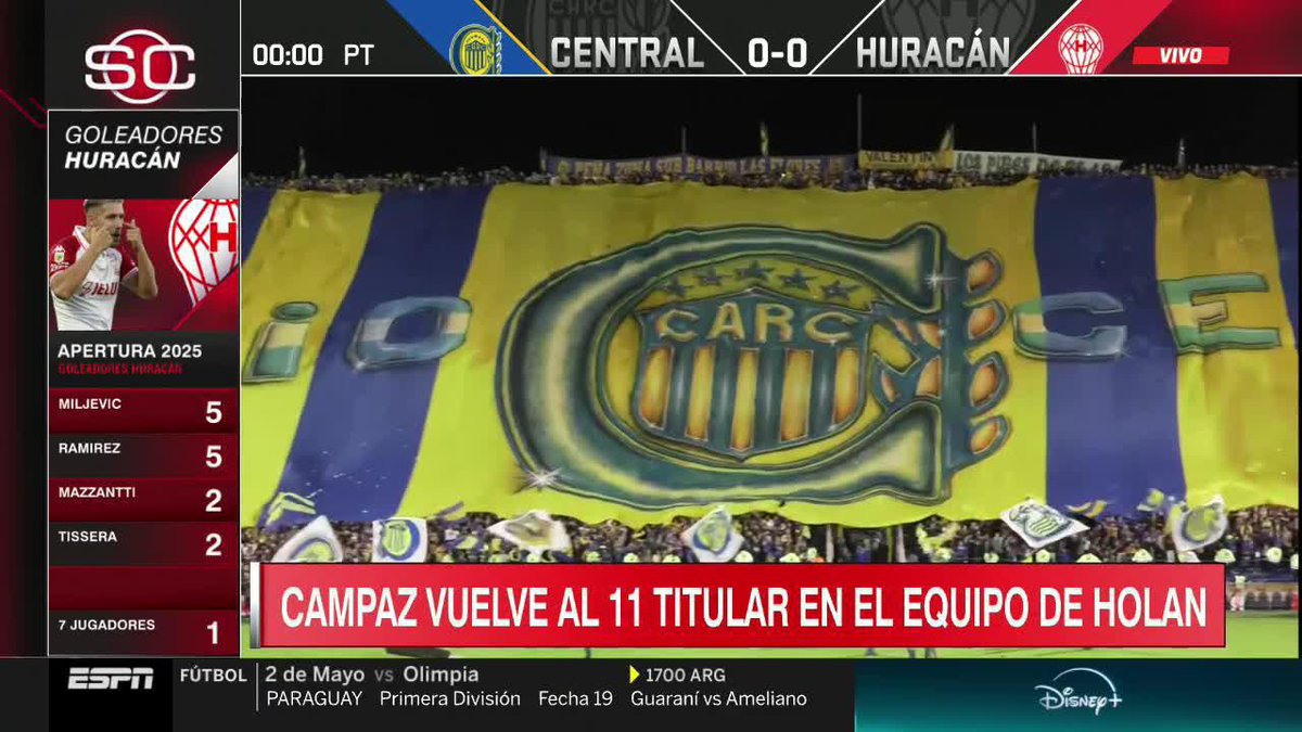 ¡SHOW DE TELONES EN EL GIGANTE DE ARROYITO PARA RECIBIR AL CANALLA ANTE HURACÁN! 📺 #DisneyPlus | #SportsCenter