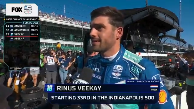 Rinus VeeKay makes the #Indy500, but says the moment is bittersweet.