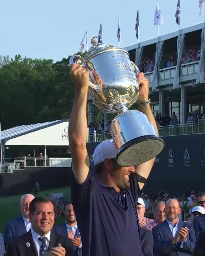 The wait is over. The Wanamaker is his. 🏆 Scottie Scheffler wins his first PGA Championship at Quail Hollow. #PGAChamp