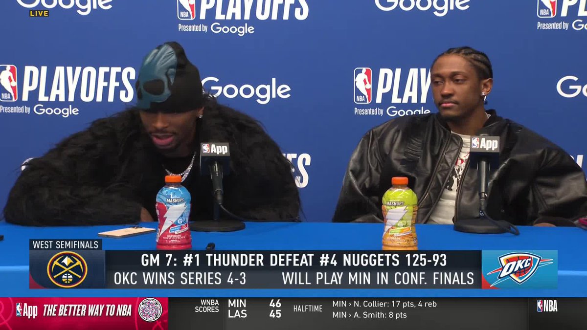 "He's literally like my second brother... but I am trying to take his head off for sure." 😂 SGA on facing his cousin and Timberwolf Nickeil Alexander-Walker in the WCF 🗣️