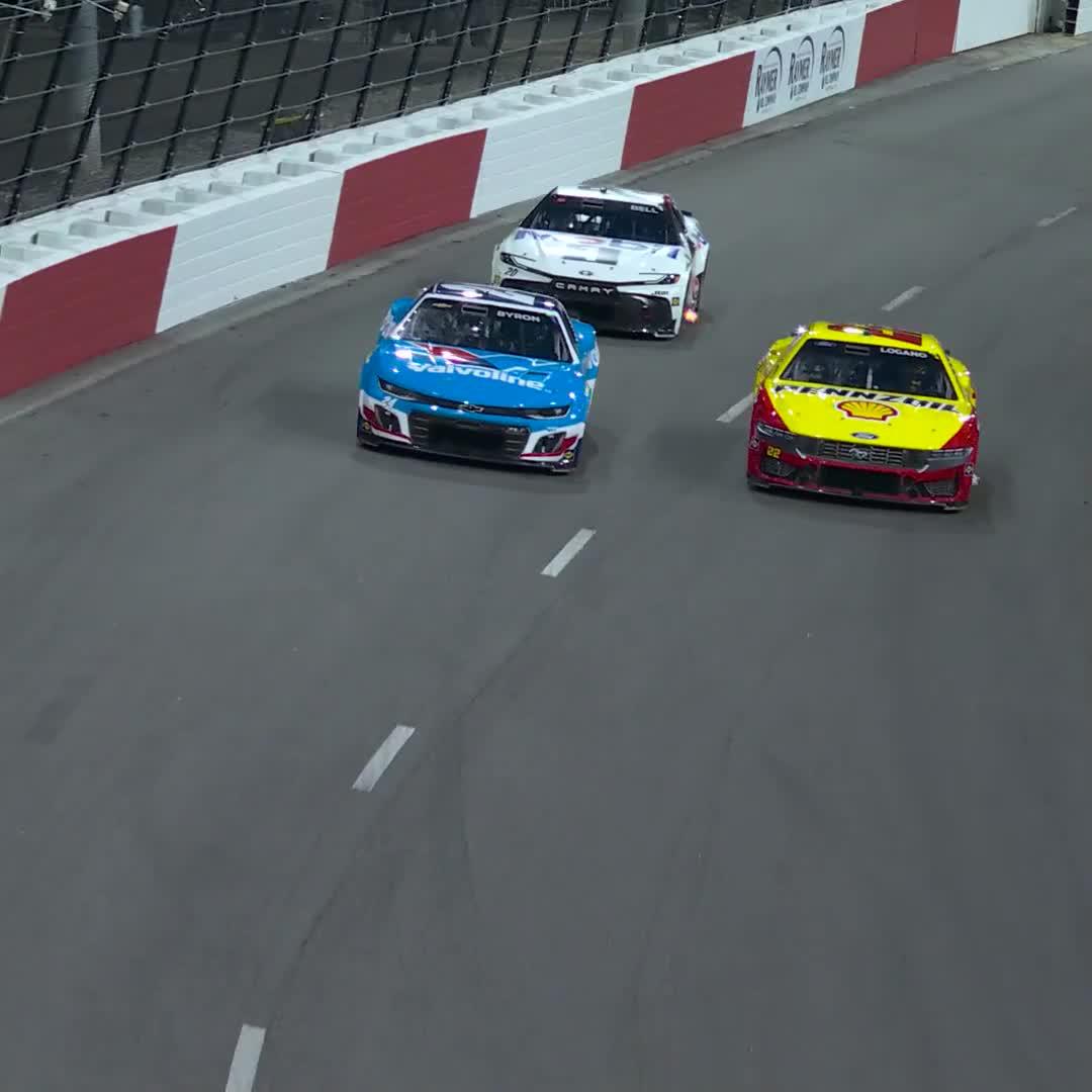 The defending race winner is back! Joey Logano to the lead in the #AllStarRace!