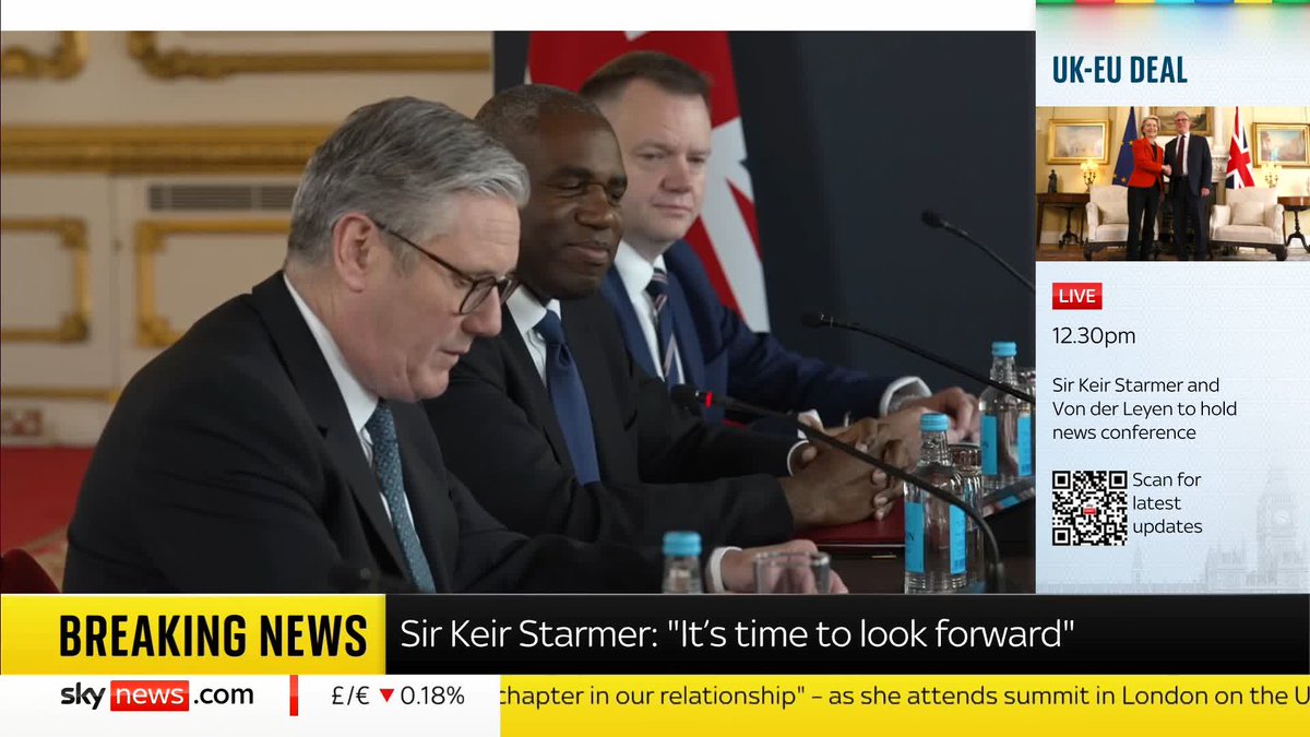 "The documents we have before us today represent a strong package that will benefit all of our people." Prime Minister Sir Keir Starmer opens a plenary session at the very first UK-EU summit. 📺 Sky 501, Virgin 602, Freeview 233 and YouTube