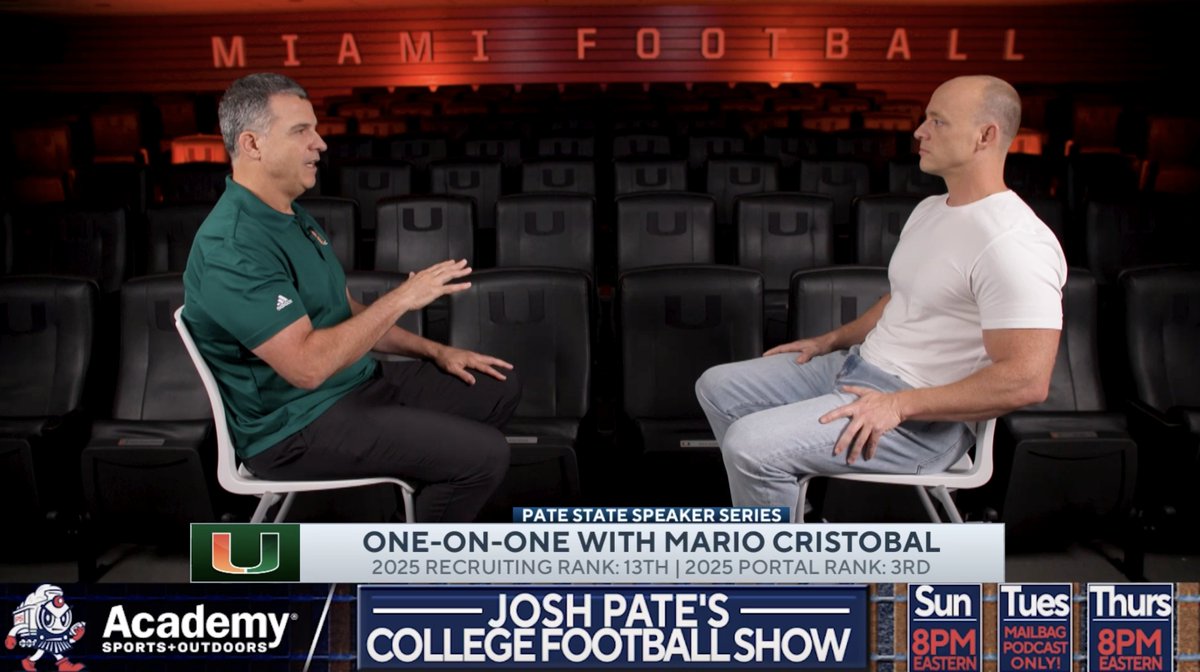 "Both of their knowledge of the game. Their knowledge of the run game. Their knowledge of the protections involved in every single concept that we have... That has me - as a former offensive line coach - fired up." Miami Hurricanes Football coach Mario Cristobal on the similarities between Cam Ward and Carson Beck 🗣️