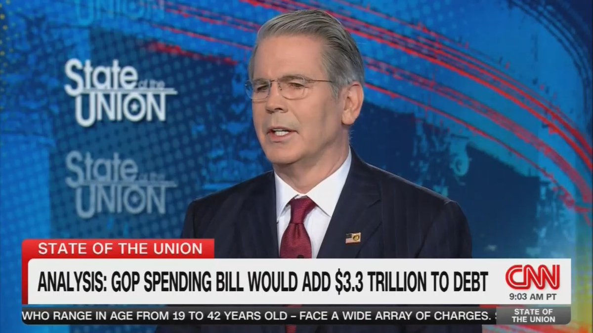 Tapper: The credit downgrade comes as Republicans are trying to pass Trump's 'Big, Beautiful Bill.' The Nonpartisan Committee for a Responsible Federal Budget says that this bill will add $3.3 to $5.2 trillion to the national debt. Bessent: There is the potential growth of the debt