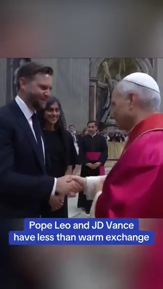 Pope Leo XIV and JD Vance have less than warm exchange.