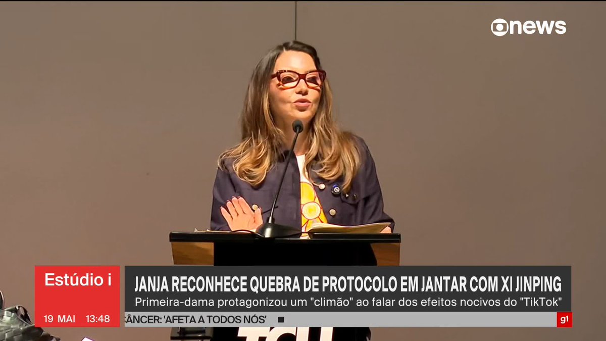 Janja admitiu quebra de protocolo ao pedir a palavra em um jantar oficial de Lula com o presidente da China, Xi Jinping. Nesta segunda-feira (19), a primeira-dama disse que nenhum protocolo a fará ficar calada. ➡ Assista ao #Estúdioi: #GloboNews