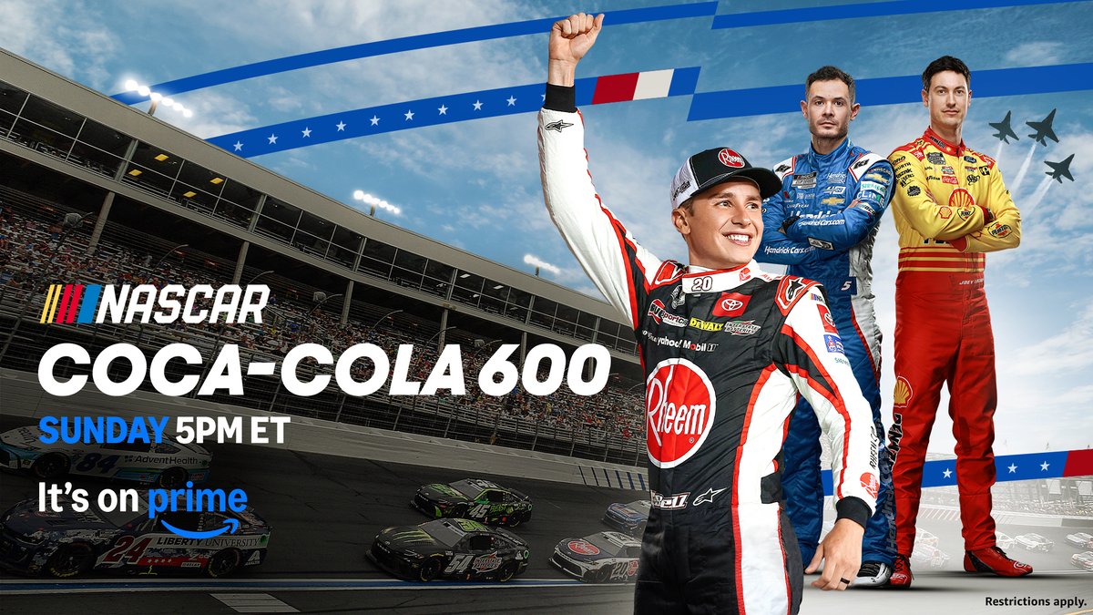 Start your engines! Watch the Coca-Cola 600 on Sunday May 25 at 5PM ET on Prime. #NASCARonPrime
