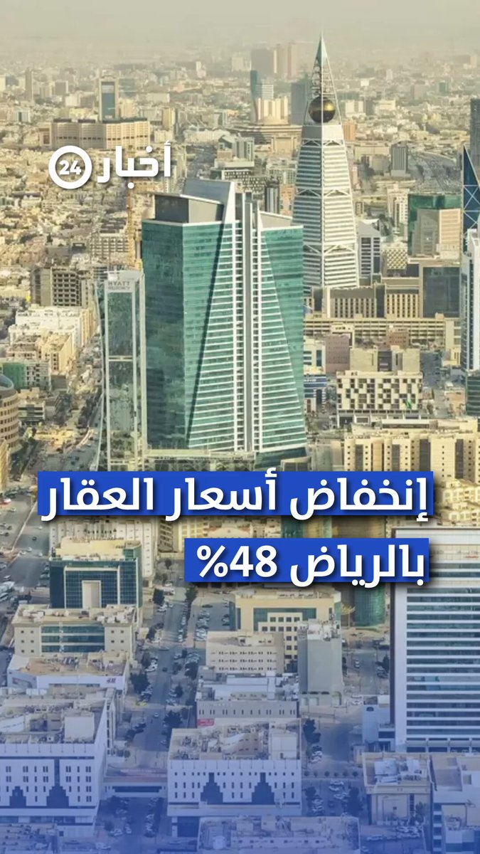 •• ▪️نقلا عن اخبار24 تراجع أسعار #العقار بالرياض 48%