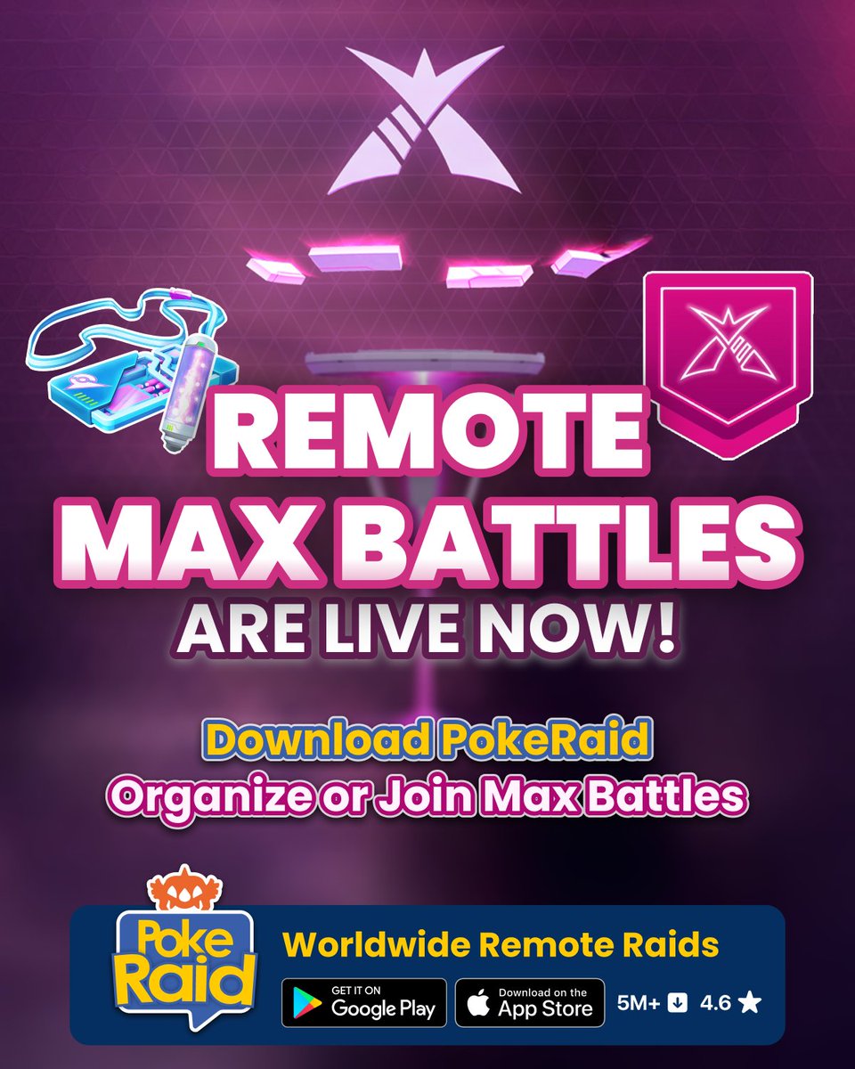 🔥 Pokémon GO Remote Max Battles are now live. Download #PokeRaid to organize or join Max Battles. #RemoteRaid #RemoteMaxBattle #RemoteDynamax #RemoteGigantamax #Dynamax #Gigantamax #PokemonGORaids #PokeRaidApp #PokemonGOFriends #PokemonGO #Pokemon