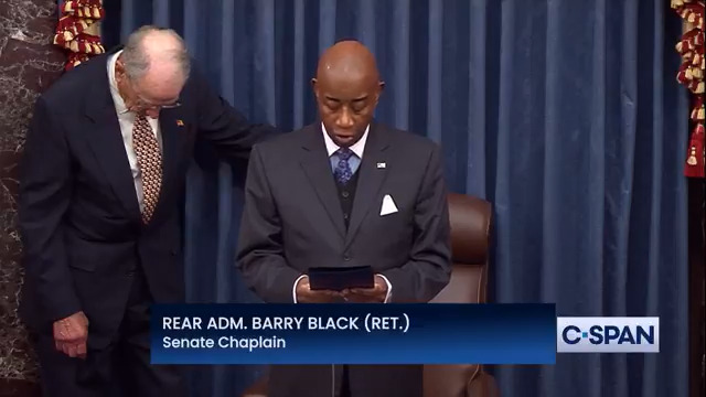 U.S. Senate Chaplain Barry Black: "Lord, we pray that your mercy and grace will sustain former President Joe Biden and his family."