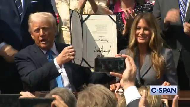 President Donald Trump signs the Take It Down Act, a bill that addresses the rise of "revenge porn" and deepfake images.