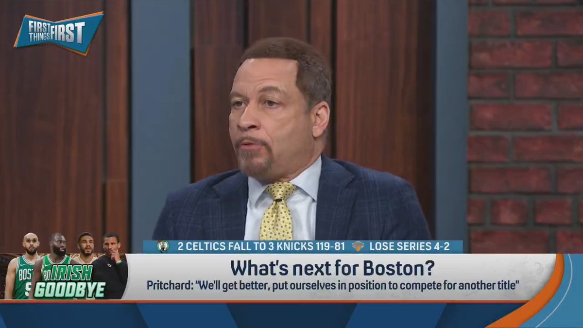 “I’ve been consistent on this, they are not an all-time great team… But, even had they won it, I would’ve felt like they’re not an all-time great team.” — Chris Broussard on the Celtics