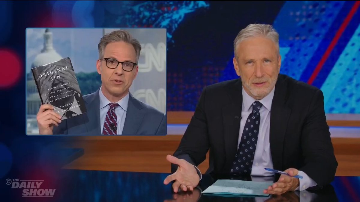 .Jon Stewart is getting whiplash watching CNN pivot from promoting Jake Tapper's "bombshell" book to lamenting Joe Biden's cancer diagnosis