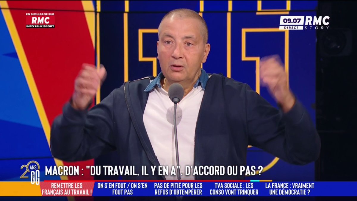 🤔 Emmanuel Macron : « Du travail, il y en a ». A-t-il raison ? 🗣️ Mourad Boudjellal : "Il a tort, du boulot il n'y en a pas. On a dit aux jeunes que faire des études ça allait leur donner un emploi. Mais à l'arrivée, on leur dit qu'il y a du travail en tant que serveur." #GGRMC