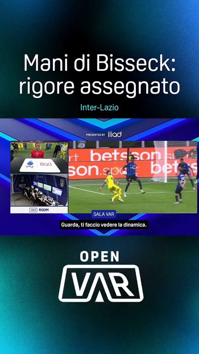 Braccio di Bisseck sul sombrero del Taty 👀 Chiffi richiamato all'OFR ❗ 🗣️ Il dialogo al VAR 🖥️ E il commento di Rocchi a #OpenVAR 🎙️ #InterLazio #SerieAEnilive #DAZN