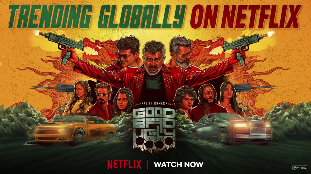 Odanjadhu AK oda rules mattum illa, trending charts-um dhan 😎❤️‍🔥 Watch #GoodBadUgly, now trending globally on Netflix! #GoodBadUglyOnNetflix