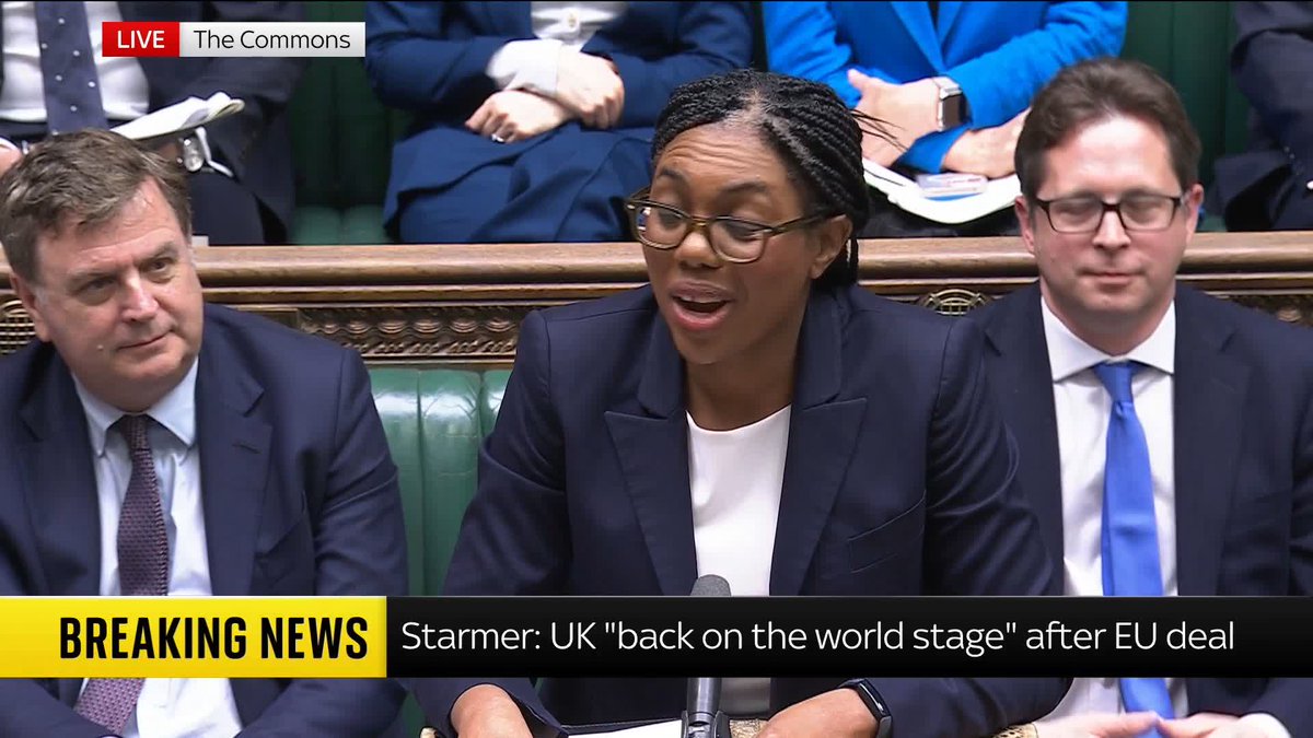 'When Labour negotiates, Britain loses' Conservative leader Kemi Badenoch says the government's UK-EU post-Brexit agreement is 'bad for bills, bad for jobs and bad for borders' Live updates: 📺 Sky 501, Virgin 602, Freeview 233 and YouTube