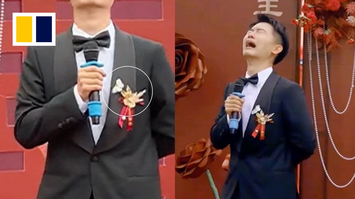 He lost his grandma who raised him earlier this year. He messaged his grandma days before, “If you want to attend my wedding, show up as a butterfly.” A butterfly lands on his chest.