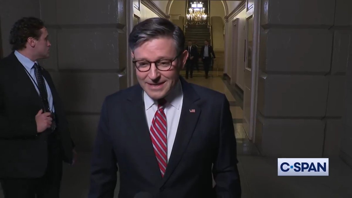 .Speaker Mike Johnson: "I just got off the phone with president. He's on his way over. He's excited to talk with the House Republicans this morning and we're excited to have him...I think the president is going to encourage everyone this morning to get in line and get the votes done."