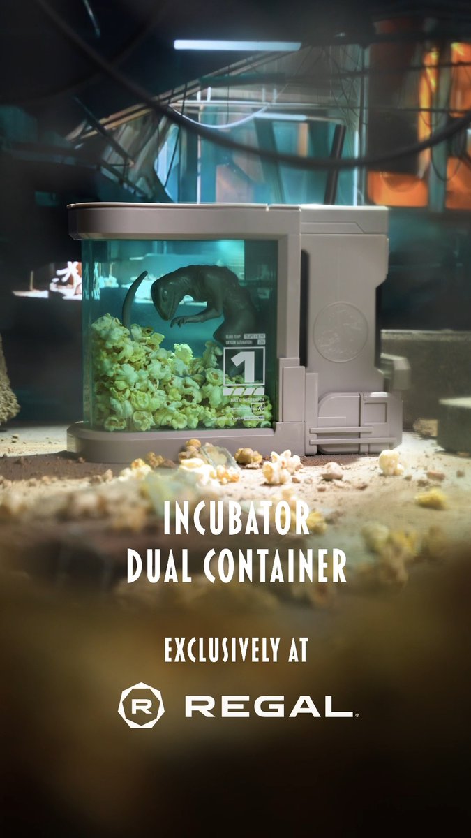 A new era of collectibles is born. Get your claws on the Incubator Dual Container, coming exclusively to Regal, and get your tickets for #JurassicWorldRebirth now. Jurassic World 🎟️: