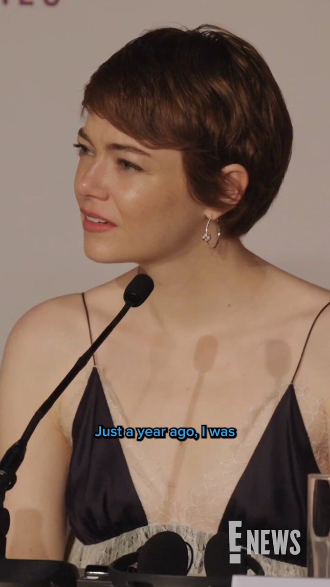 A sweet circle moment. 🥹 Emma Stone reacts to seeing a journalist who called her "Emily" during a #Cannes press conference last year.