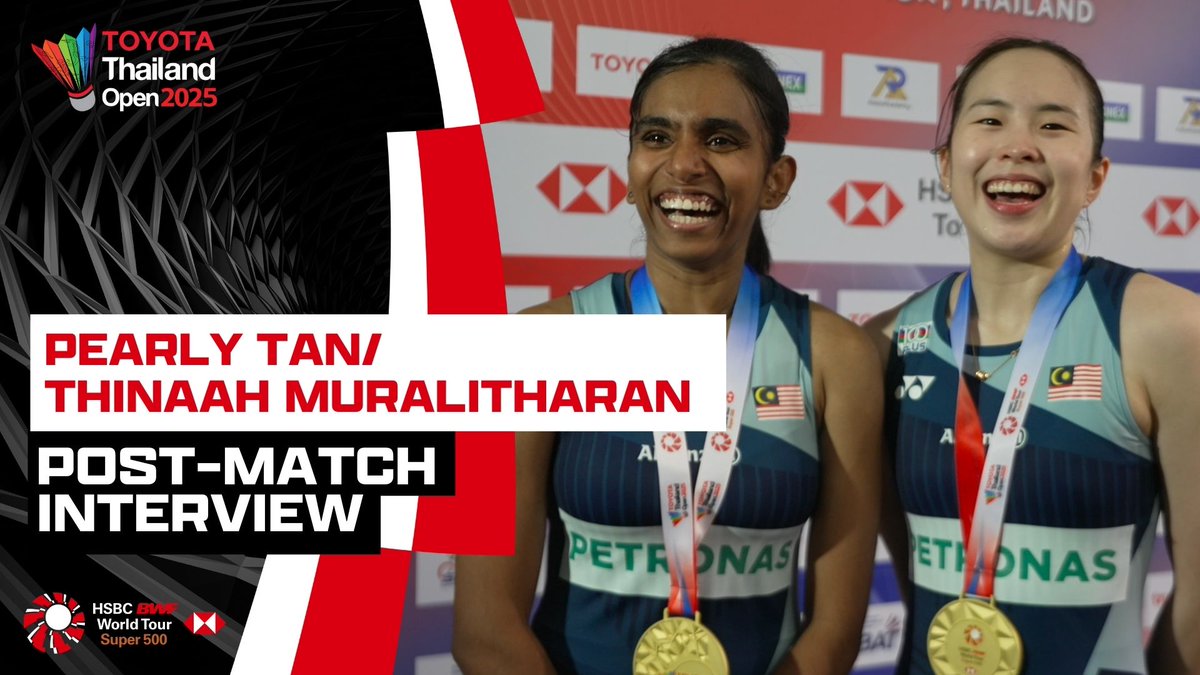 Let’s hear from 🇲🇾 Pearly Tan and Thinaah Muralitharan, Malaysia’s first-ever women’s doubles champions at #ThailandOpen2025! 🤩🏆 #BWFWorldTour