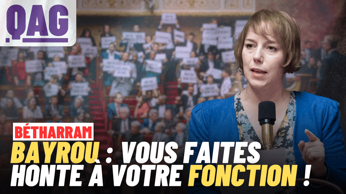 🔴🗣️ « M. Bayrou, vous faites honte à votre fonction ! Devant la Commission d’enquête, vos propos ont sidéré et écœuré. Par votre passivité, vous avez trahi votre responsabilité, laissant des pédocriminels continuer à sévir pendant des décennies. Vous avez menti, ici-même face à nos bancs. Quand allez-vous démissionner ? » - Sarah Legrain #DirectAN #QAG