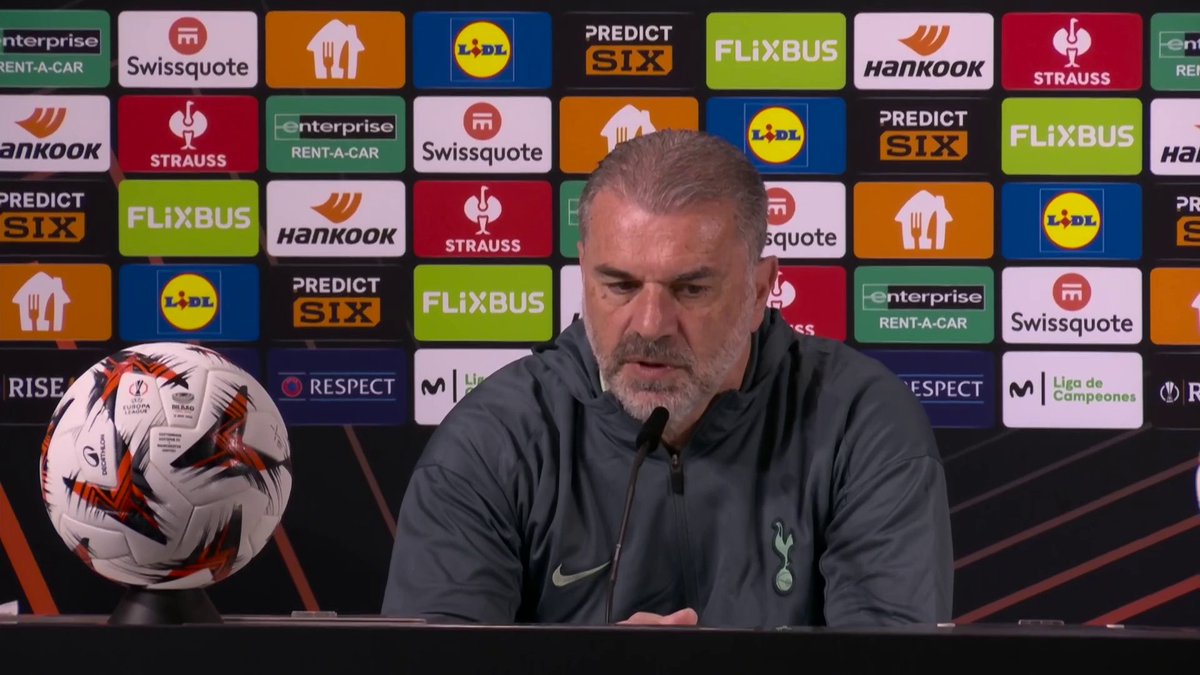 "I will keep on winning trophies until I finish, wherever that is. Don't worry about my future mate." Ange Postecoglou gives a response to whether the Europa League final could impact his future at Spurs. 📺 TNT Sports & discovery+ UK