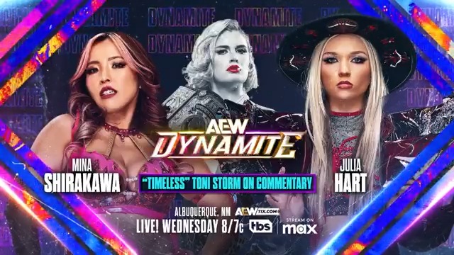 TOMORROW, May 21 #AEWDynamite 8pm ET/7pm CT, TBS + MAX Mina Shirakawa♡白川未奈 vs julia hart After Mina’s 4 Way Eliminator win vs Toni, AZM + Skye Blue, Skye’s mentor Julia Hart aims for payback vs Mina, with Women’s World Champion Timeless Toni Storm on commentary, TOMORROW NIGHT!