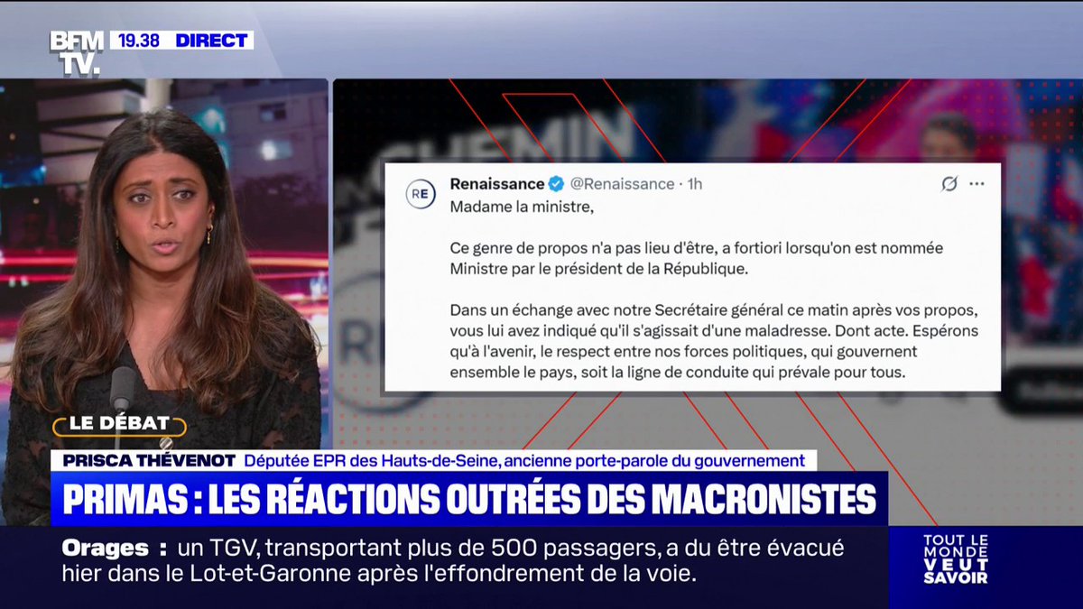 "On attend un peu de respect", déclare Prisca Thévenot suite aux propos de la porte-parole du gouvernement sur la fin du macronisme