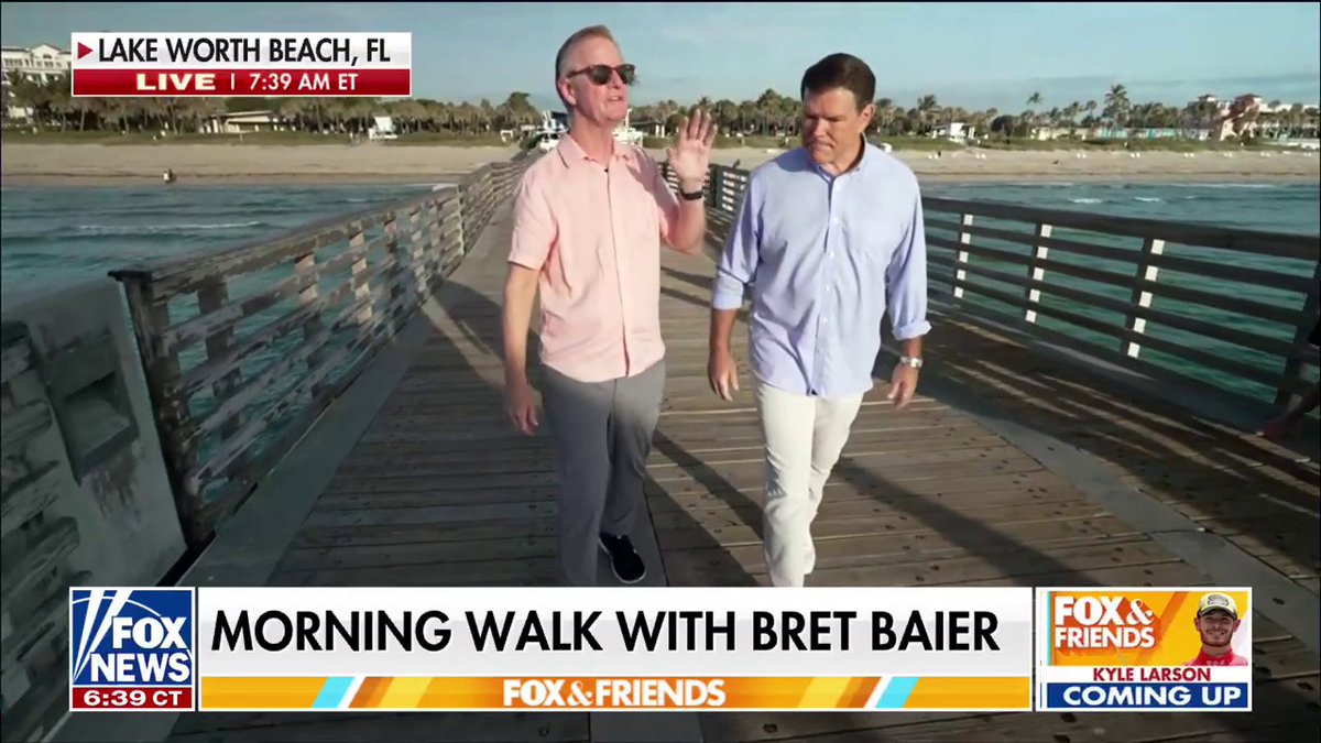.FOX & Friends Steve Doocy and Special Report’s Bret Baier bumped into none other than George Hamilton at Benny’s on the Beach — the iconic diner perched on the Lake Worth Pier. Naturally, they had one burning question: how does he stay so tan?