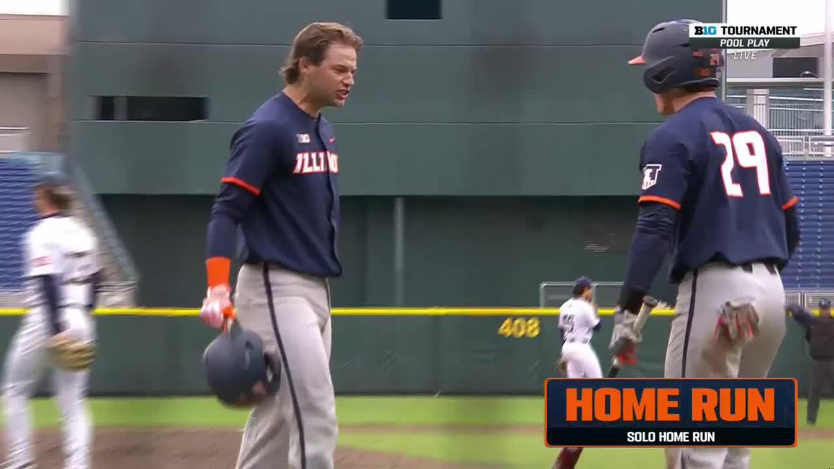 SEE YA 💥 Jacob Schroeder goes deep to give Illinois Baseball the lead in the 10th inning. #B1GBaseball on Big Ten Network 📺