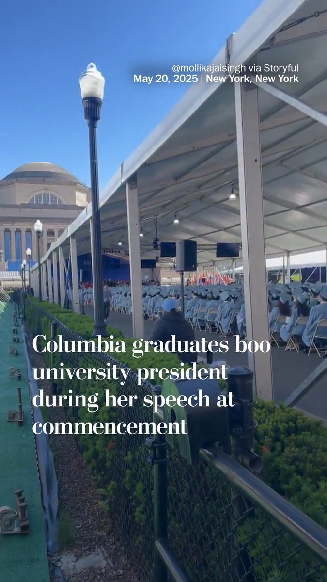 Columbia University acting president Claire Shipman was met with boos from Columbia College students on Tuesday during her commencement speech. Shipman has been criticized for authorizing the NYPD to enter a Columbia library where students were protesting, leading to the arrests of pro-Palestinian student protesters.