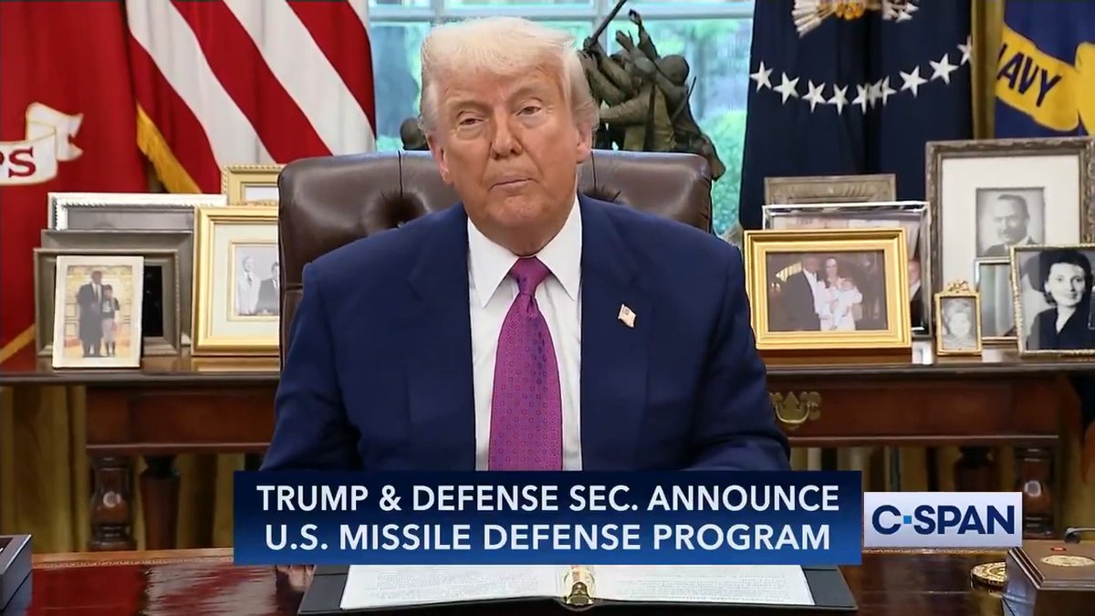 President Trump announces Golden Dome missile defense shield: "In the campaign I promised the American people that I would build a cutting edge missile defense shield to protect our homeland from the threat of foreign missile attack and that's what we're doing."