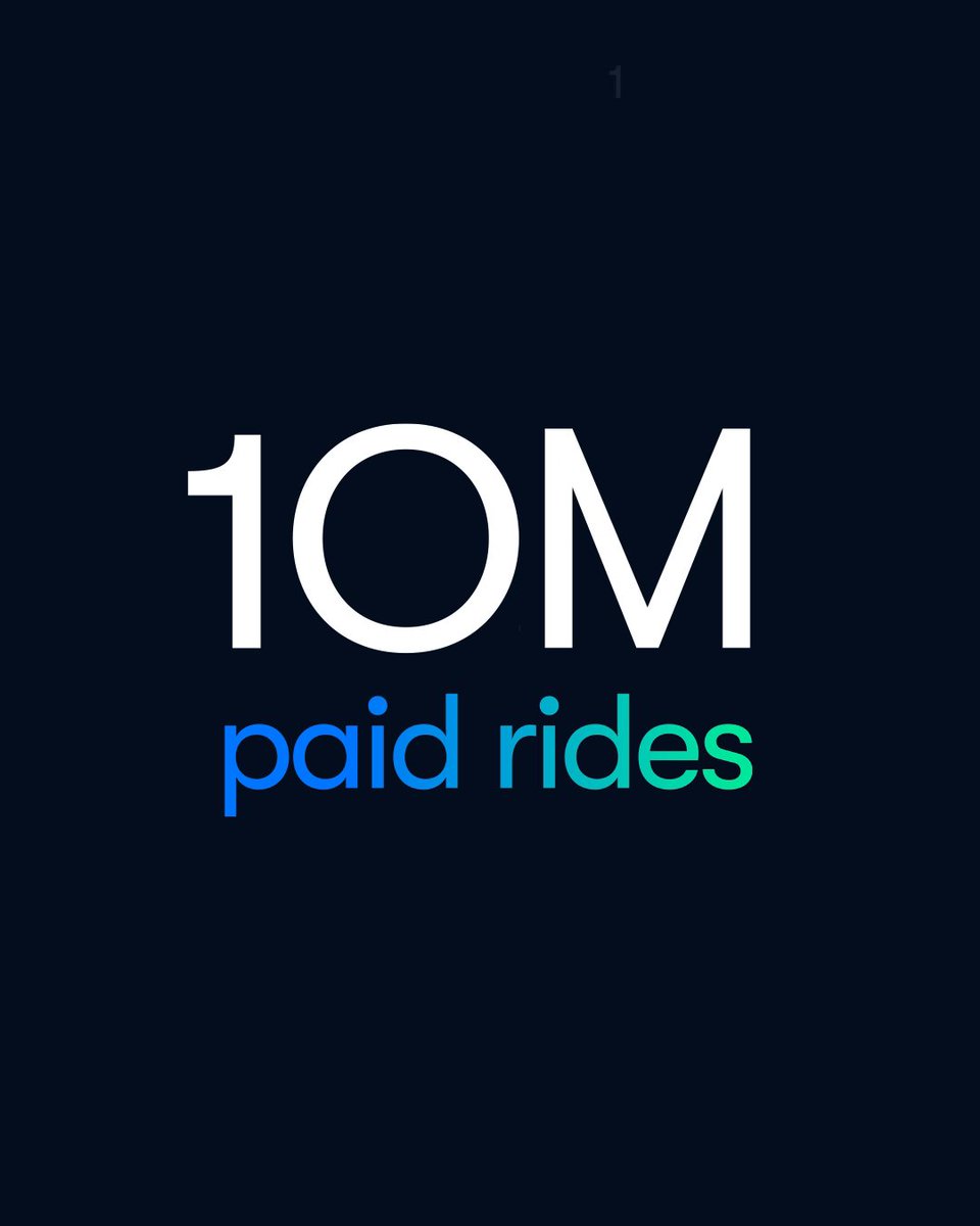 The Waymo Driver’s officially served over 10 MILLION paid rides! 🎉 Huge thanks to our riders for being an integral part of this journey, and to our teams for continuing to redefine what’s possible. ✨