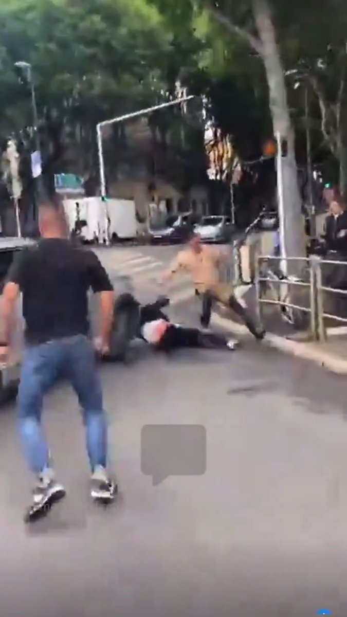During a protest of taxi drivers in Marseille, France a car drove into the protesters who were throwing objects at the passing traffic. #CityLife #FAFO #france #Marseille #taxi #TaxiDriver #protest #urban