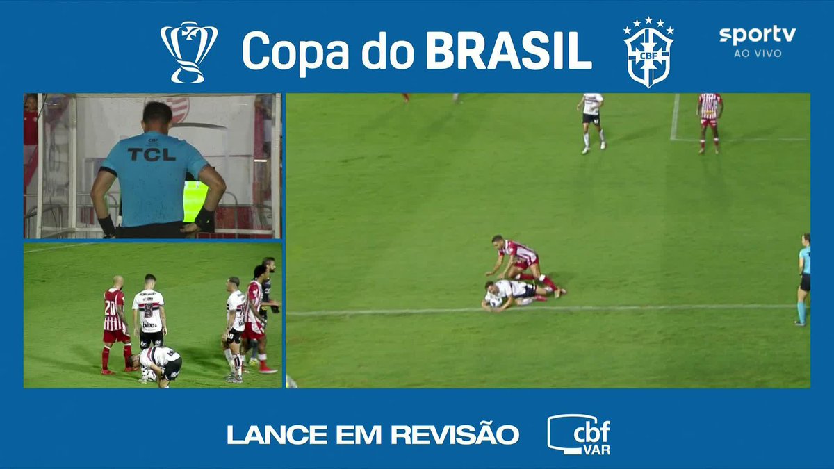 O lance da expulsão de Marquinhos, do Náutico, contra o São Paulo. Expulsão justa? 🎥 sportv | ge