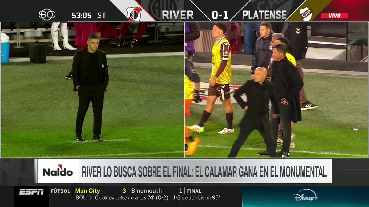 RECLAMÓ TODO EL BANCO DE SUPLENTES: así reaccionó todo Platense al penal agónico a River. 📺 #SportsCenter | #DisneyPlus